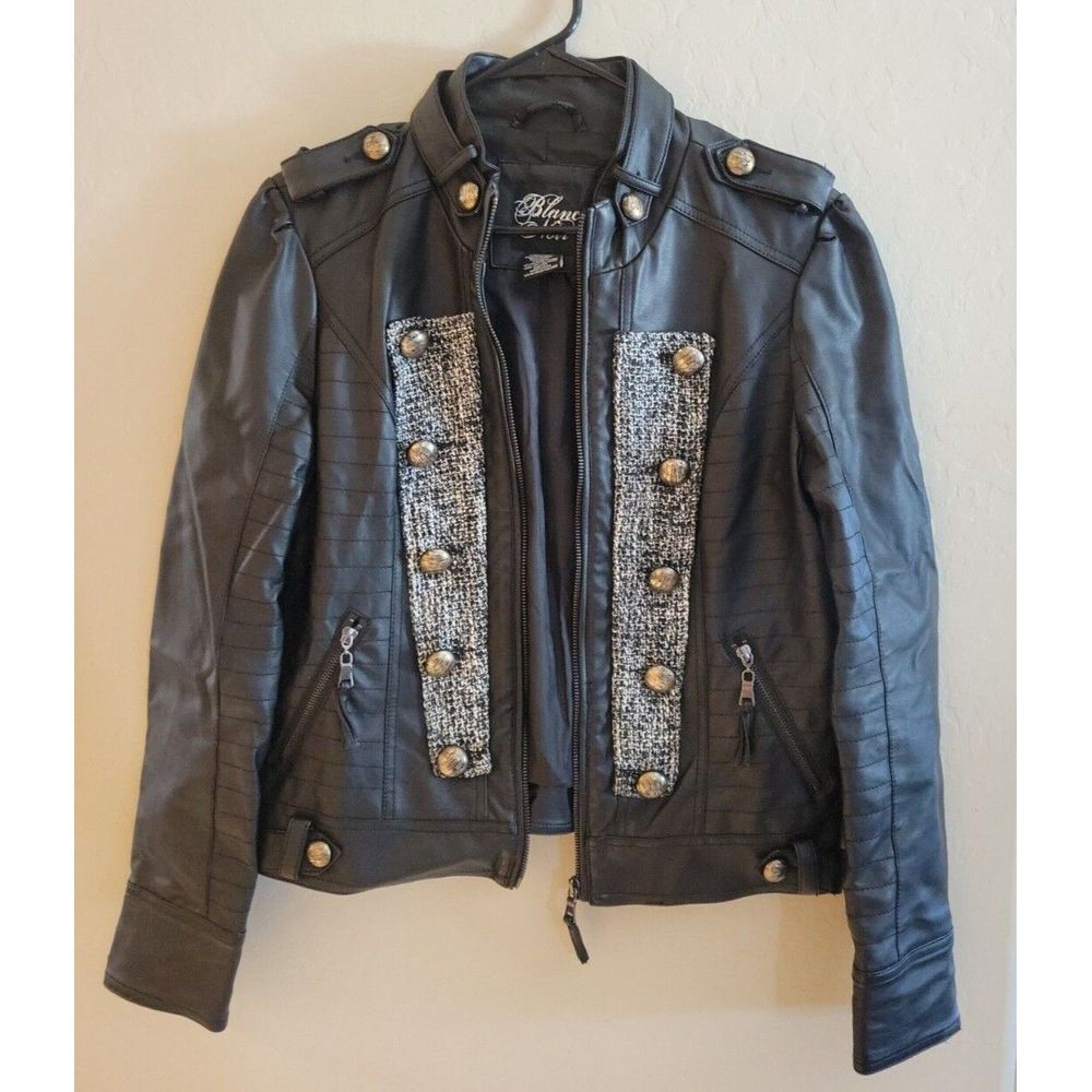 Blanc Noir Women's Jacket Black Zip with pockets‎ faux leather Medium Viscose